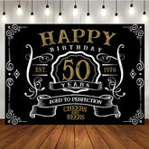 Black Age To Perfection Happy 50th Birthday Backdrop