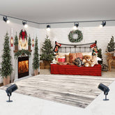 Aperturee - Aperturee Fireplace Sofa Christmas Vibe Room Set Backdrop