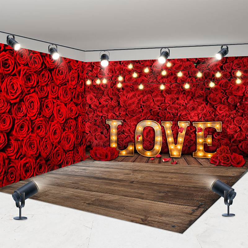Aperturee - Aperturee Dense Red Rose Love Valentines Day Room Set Backdrop