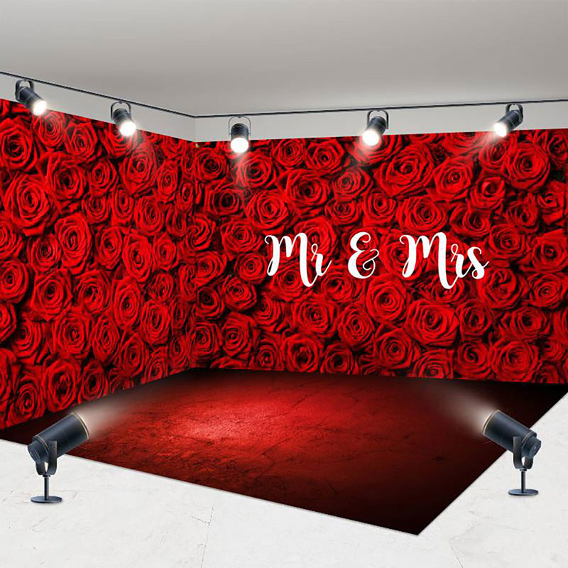 Aperturee - Aperturee Romantic Rose Mr Mrs Valentines Day Room Set Backdrop