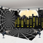 Aperturee - Aperturee Black Spider Wab Moon City Scene Room Set Backdrop