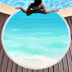 Aperturee - Aperturee Serene Poolside?Scene Yellow Sand Round Beach Towel