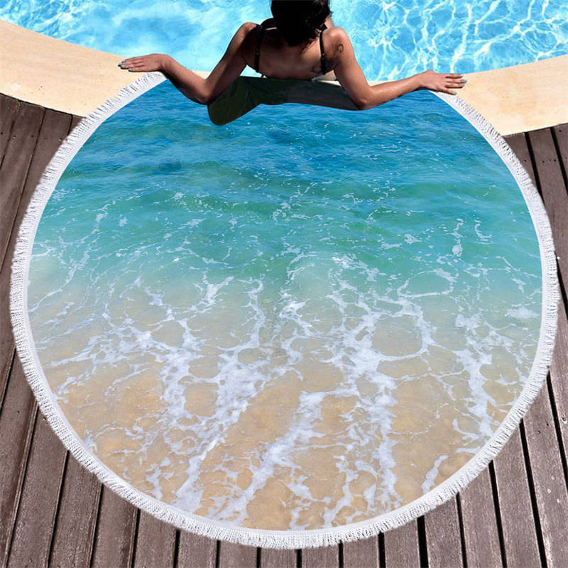 Aperturee - Aperturee Poolside Relaxation Colorful Summer Round Beach Towel