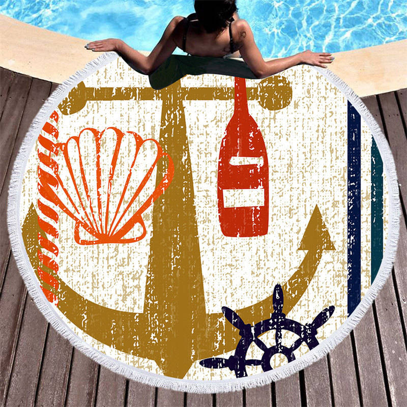 Aperturee - Aperturee Poolside Scene Oceanic Summer Vibe Round Beach Towel