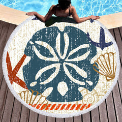 Aperturee - Aperturee Poolside Relaxation Oceanic Motif Round Beach Towel