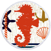 Aperturee - Aperturee Relax Poolside Scene Marine Life Round Beach Towel