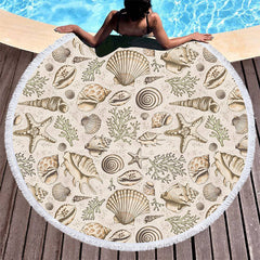Aperturee - Aperturee Oceanic Summer Vibe Pattern Cute Round Beach Towel
