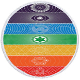 Aperturee - Aperturee Colorful Flower Rainbow Summer Round Beach Towel