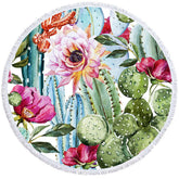 Aperturee - Aperturee Tropical Holiday Summer Floral Round Beach Towel