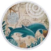 Aperturee - Aperturee Summer Atmosphere Marine Themed Round Beach Towel