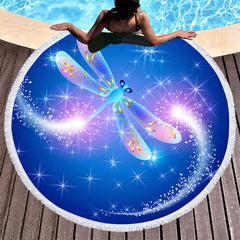 Aperturee - Aperturee Cosmic Sweet Summer Blue Galactic Round Beach Towel