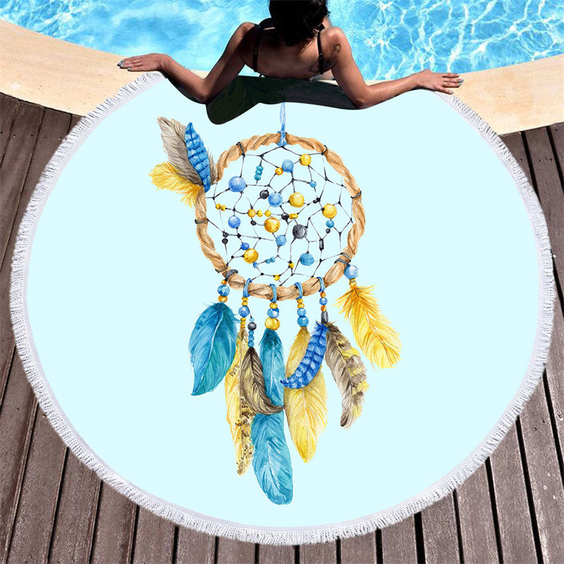 Aperturee - Aperturee Traditional Dreamcatcher Holiday Round Beach Towel