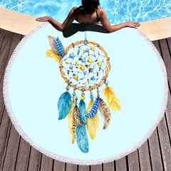 Aperturee - Aperturee Traditional Dreamcatcher Holiday Round Beach Towel