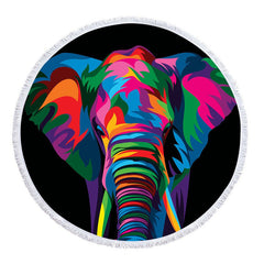 Aperturee - Aperturee Abstract Elephant Art Summer Vibe Round Beach Towel