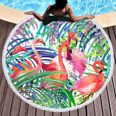 Aperturee - Aperturee Vibrant Abstract Elephant Design Round Beach Towel