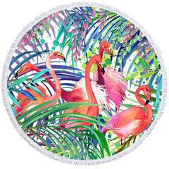 Aperturee - Aperturee Vibrant Abstract Elephant Design Round Beach Towel
