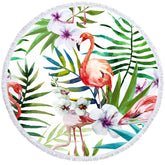 Aperturee - Aperturee Flamingo Hawaii Style Summer Vibe Round Beach Towel