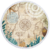 Aperturee - Aperturee Desert Treasure Map Grass Vibe Round Beach Towel