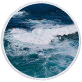 Aperturee - Aperturee Wave And Reefs Summer Vibe Holiday Round Beach Towel