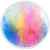 Aperturee - Aperturee Gradient Multi Rainbow Colored Round Beach Towel