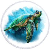 Aperturee - Aperturee Simple Sea Turtle Ocean Summer Round Beach Towel