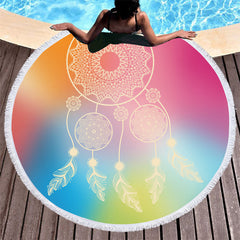 Aperturee - Aperturee Colorful Dream Catchers Dreamy Round Beach Towel