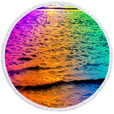 Aperturee - Aperturee Colorful Waves Under The Sunset Round Beach Towel