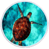 Aperturee - Aperturee Realistic Photography Of Turtle Round Beach Towel