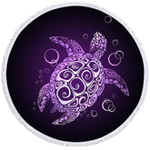 Aperturee - Aperturee Mysterious Black Purple Turtle Round Beach Towel