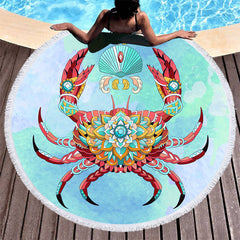 Aperturee - Aperturee Mysterious Jewelry Crab And Shell Round Beach Towel