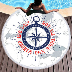 Aperturee - Aperturee Mysterious Simple Compass Journey Round Beach Towel