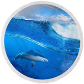 Aperturee - Aperturee Sharks In The Sea Simple Pattern Round Beach Towel