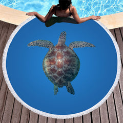 Aperturee - Aperturee Deep Sea Turtle Simple Pattern Round Beach Towel