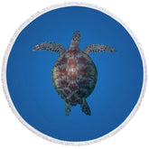 Aperturee - Aperturee Deep Sea Turtle Simple Pattern Round Beach Towel