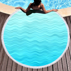 Aperturee - Aperturee Regular Sea Waves Pattern Summer Round Beach Towel