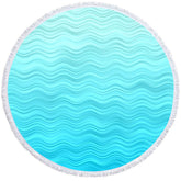 Aperturee - Aperturee Regular Sea Waves Pattern Summer Round Beach Towel