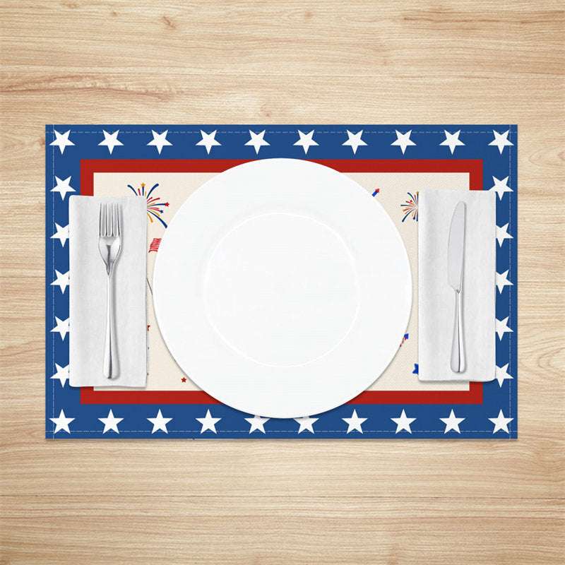 Aperturee - Flag Car Gnome Independence Day Set Of 4 Placemats
