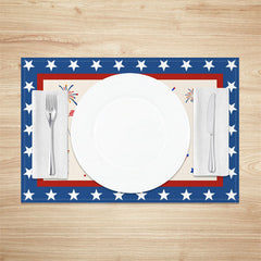 Aperturee - Flag Car Gnome Independence Day Set Of 4 Placemats
