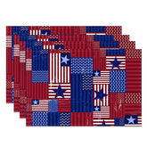 Aperturee - Blue Red Stripe Independence Day Set Of 4 Placemats