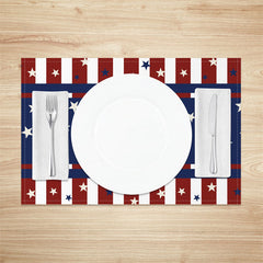 Aperturee - Independence Day Blue Red Stripe Set Of 4 Placemats
