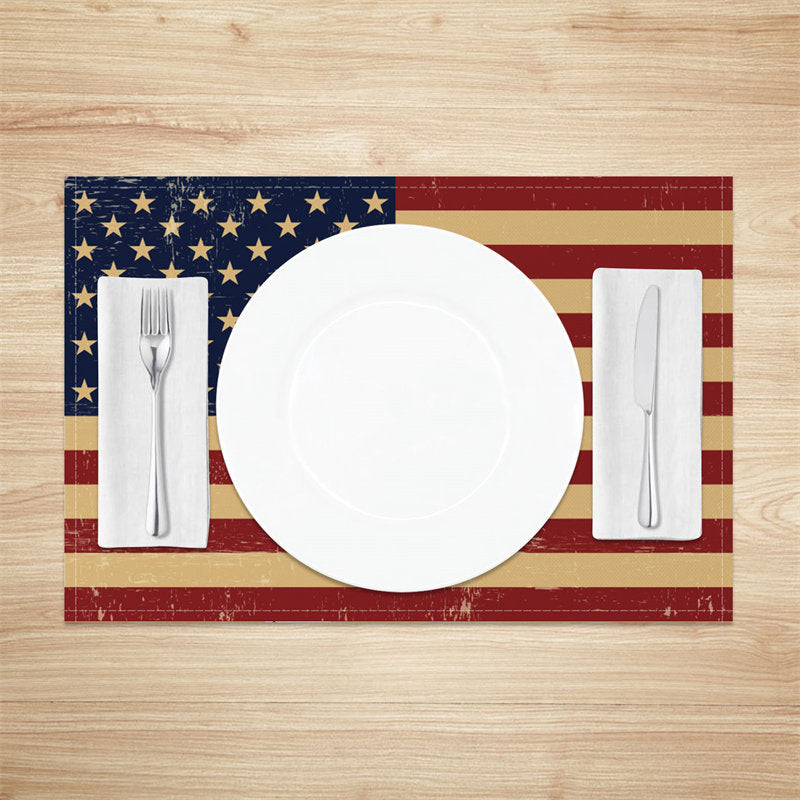 Aperturee - Vintage Flag Independence Day Set Of 4 Placemats