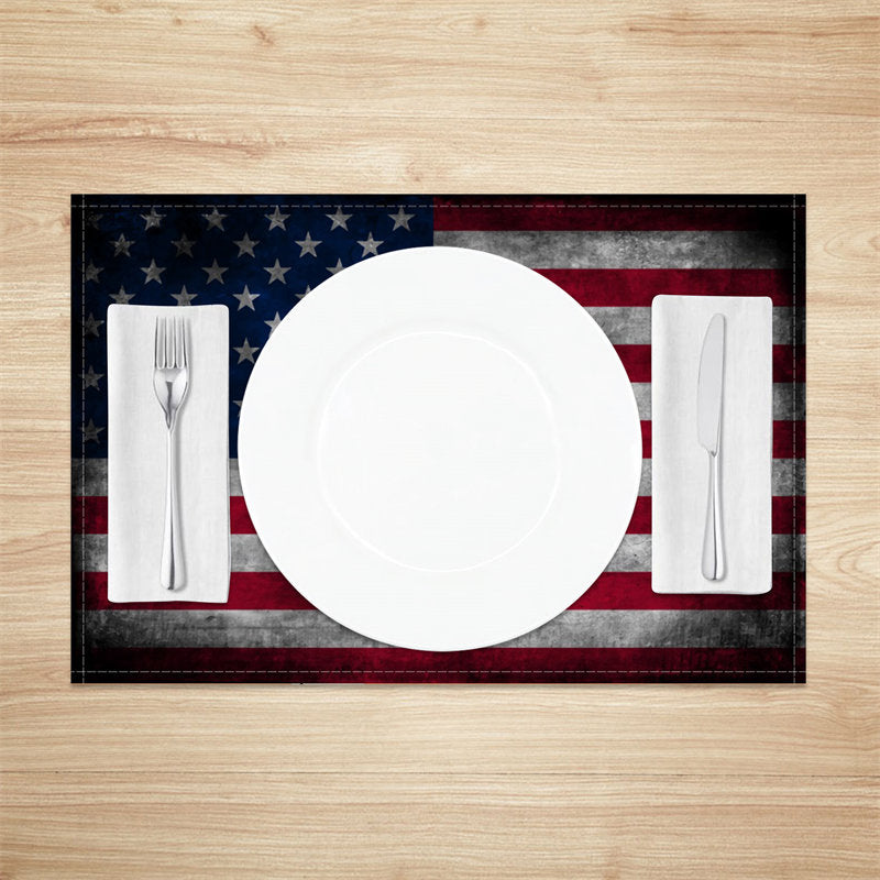 Aperturee - Black Retro Flag Independence Day Set Of 4 Placemats