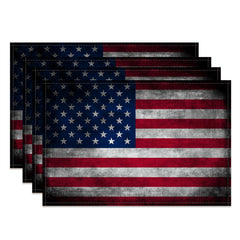 Aperturee - Black Retro Flag Independence Day Set Of 4 Placemats