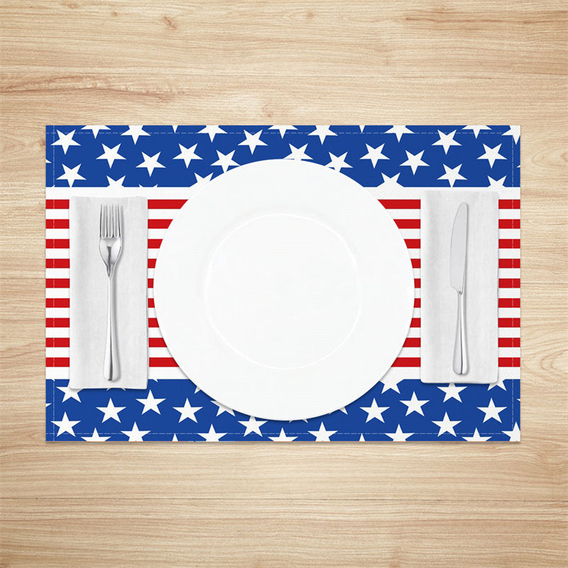 Aperturee - Star Stripe Red Blue White Dining Set Of 4 Placemats