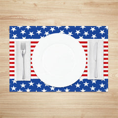 Aperturee - Star Stripe Red Blue White Dining Set Of 4 Placemats