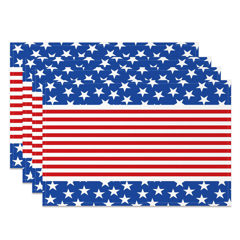 Aperturee - Star Stripe Red Blue White Dining Set Of 4 Placemats