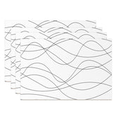 Aperturee - Artistic Black White Wavy Lines Set Of 4 Placemats