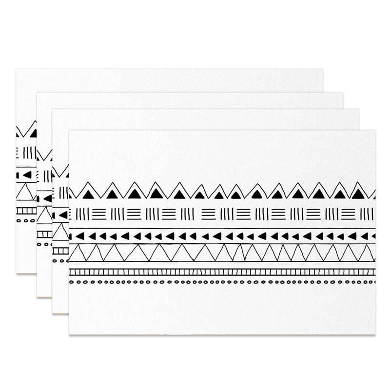 Aperturee - Black Pattern Repeat White Dining Set Of 4 Placemats