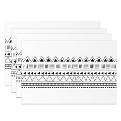 Aperturee - Black Pattern Repeat White Dining Set Of 4 Placemats