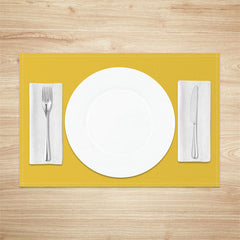 Aperturee - Mustard Yellow Solid Color Fabric Set Of 4 Placemats